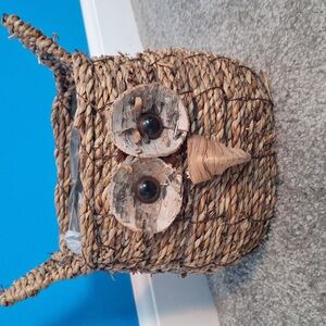 Woven Owl Bird Nest Basket - Brown